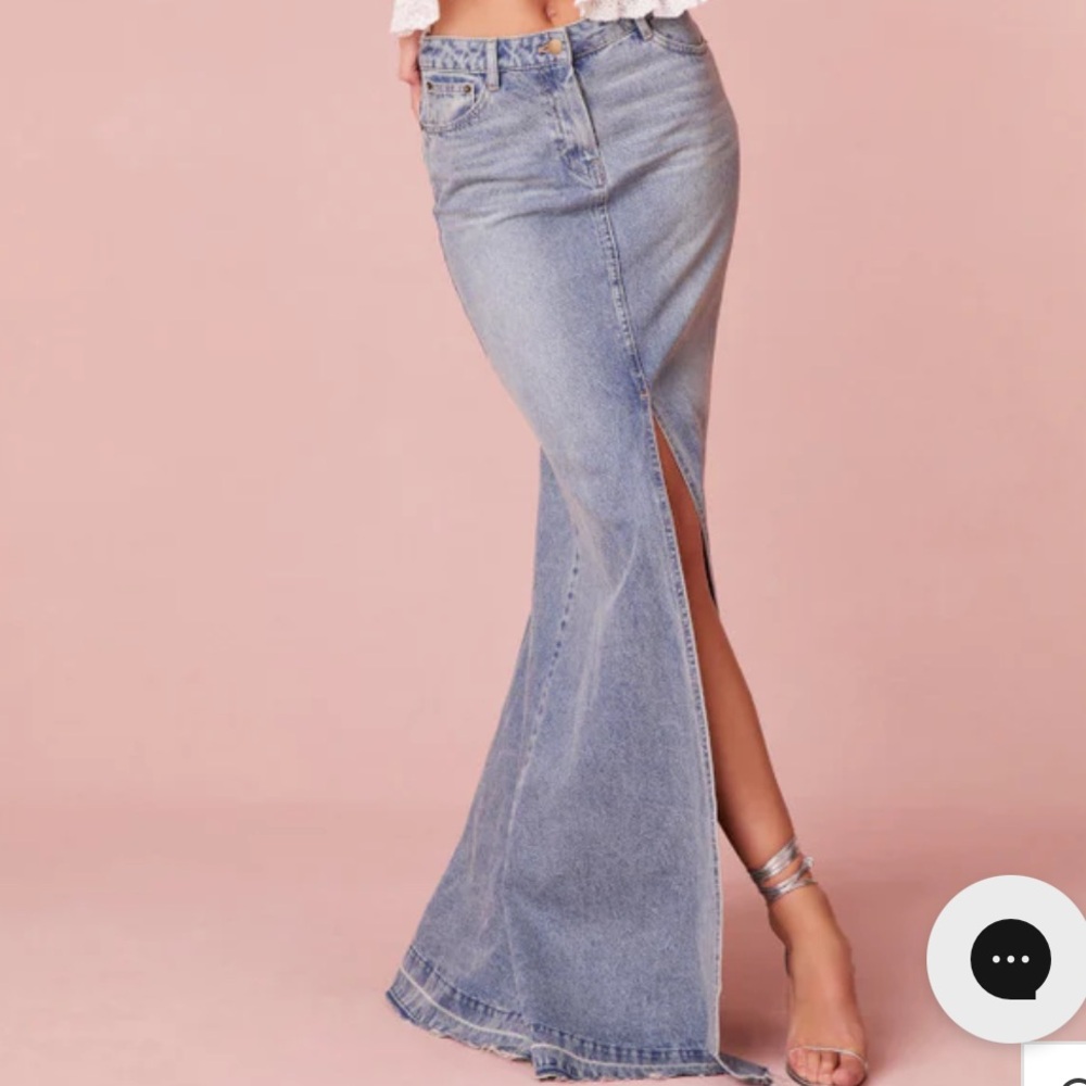 Love Shack Fancy maxi denim skirt new with tags 
Size 25